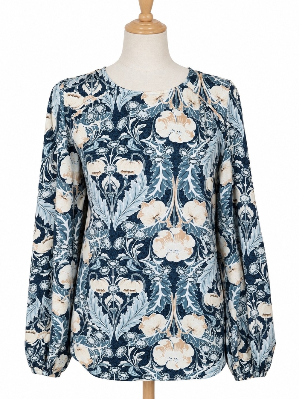 LOFT Women’s Small Blue Floral Botanical Print Long Sleeve Blouse